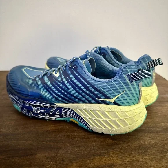 Hoka Speedgoat 4 Shoes Womens 10 Blue Daily Trail Woods Hiking Terrain Vibram - Picture 3 of 9